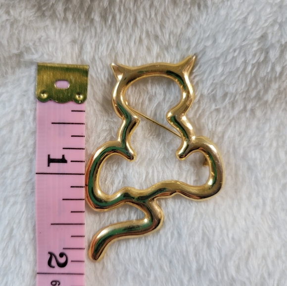 Curio | VTG Cute Gold Tone Cat Silhouette Brooch - Picture 4 of 7